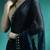 Navy blue embellished saree with blouse piece