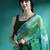 Green tie & dye printed saree with blouse piece