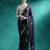 Navy blue foil printed sarees with blouse piece