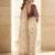 White embellished embroidered sequinned sarees with blouse piece