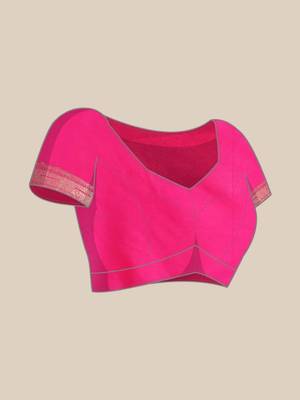 Pink woven design zari paithani silk saree saree with unstitched blouse 5