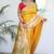 Yellow woven design zari paithani silk saree saree with unstitched blouse