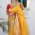 Yellow woven design zari paithani silk saree saree with unstitched blouse