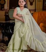 Sea green girls saree with blouse
