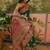 Green woven design saree with unstitched blouse