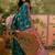 Green woven design saree with unstitched blouse