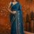 Teal floral embroidered  georgette saree