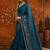 Teal floral embroidered  georgette saree