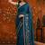 Teal floral embroidered  georgette saree