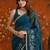 Teal floral embroidered  georgette saree