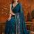 Teal floral embroidered  georgette saree