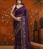 Purple embellished  georgette saree