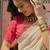 Off white bandhani printed  chiffon saree with embellished border & blouse piece