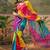 Yellow bandhani printed saree with embellished border and blouse piece