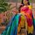 Yellow bandhani printed saree with embellished border and blouse piece
