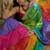 Pink womens multi  chiffon bandhani unstitched blouse piece & sarees