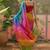 Pink womens multi  chiffon bandhani unstitched blouse piece & sarees