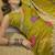 Green bandhani printed  chiffon saree with embroidered border and blouse piece