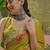 Green bandhani printed  chiffon saree with embroidered border and blouse piece