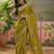 Green bandhani printed  chiffon saree with embroidered border and blouse piece