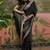 Black womens black  chiffon bandhani unstitched blouse piece & sarees