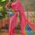 Pink womens pink  chiffon bandhani unstitched blouse piece & sarees