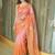 Peach women ethnic motifs embellished sequinned satin saree