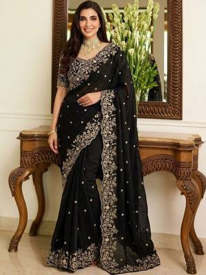 Black embroidered sarees blouse piece 1