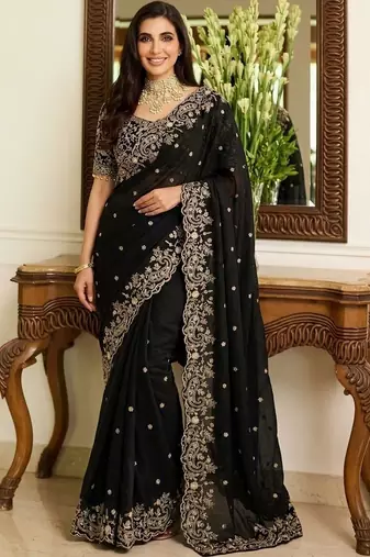 Black embroidered sarees blouse piece