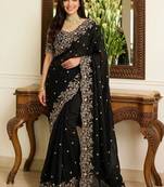 Black embroidered sarees blouse piece