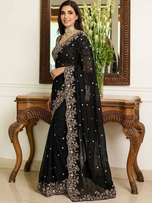 Black embroidered sarees blouse piece 2