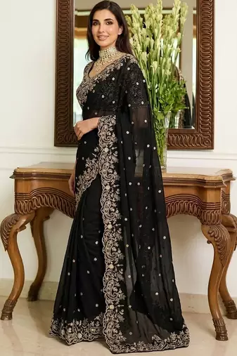 Black embroidered sarees blouse piece
