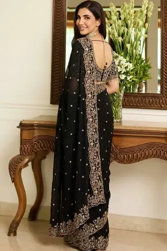 Black embroidered sarees blouse piece