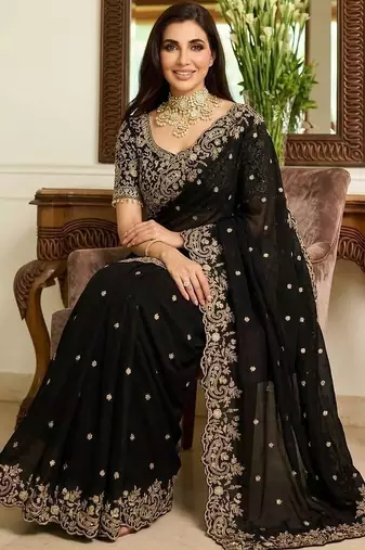 Black embroidered sarees blouse piece