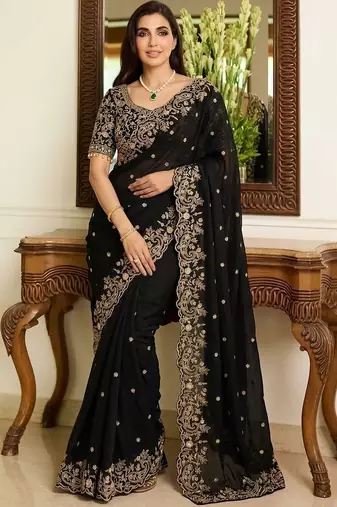 Black embroidered sarees blouse piece