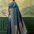 Teal zari silk blend handloom banarasi saree