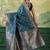 Teal zari silk blend handloom banarasi saree