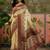 Off white position printed zari weaving saree with contrast blouse piece