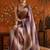 Multicolor striped mirror work satin saree
