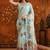Light blue colourblocked mirror work satin saree