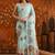 Light blue colourblocked mirror work satin saree