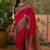 Magenta position printed zari weaving saree with contrast blouse piece