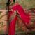 Magenta position printed zari weaving saree with contrast blouse piece