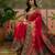 Magenta position printed zari weaving saree with contrast blouse piece