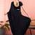 Black ethnic embroidered festive wear saree with matching blouse