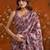 Purple colourblocked mirror work satin saree