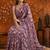 Purple colourblocked mirror work satin saree