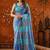 Multicolor colourblocked mirror work satin saree