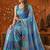 Multicolor colourblocked mirror work satin saree