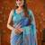 Multicolor colourblocked mirror work satin saree